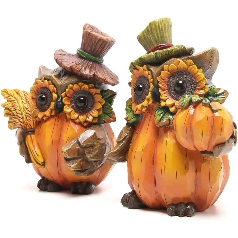 Resin Fall Centerpiece Hodao Owl Sculpture Unique Patented Design 5.5 inch
